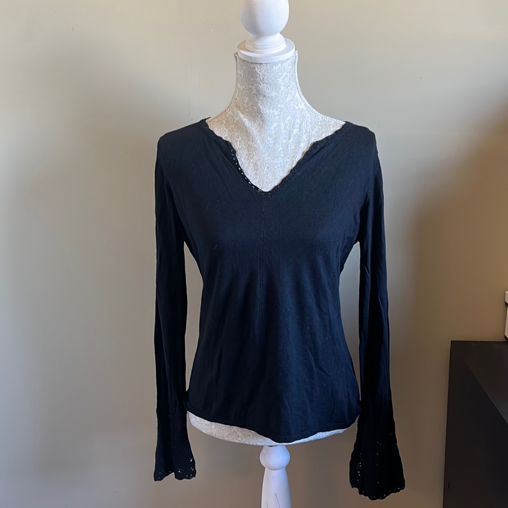 BR Long Sleeve Sweater with Crochet Trim
